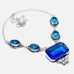 STERLING SILVER SWISS BLUE TOPAZ NECKLACE